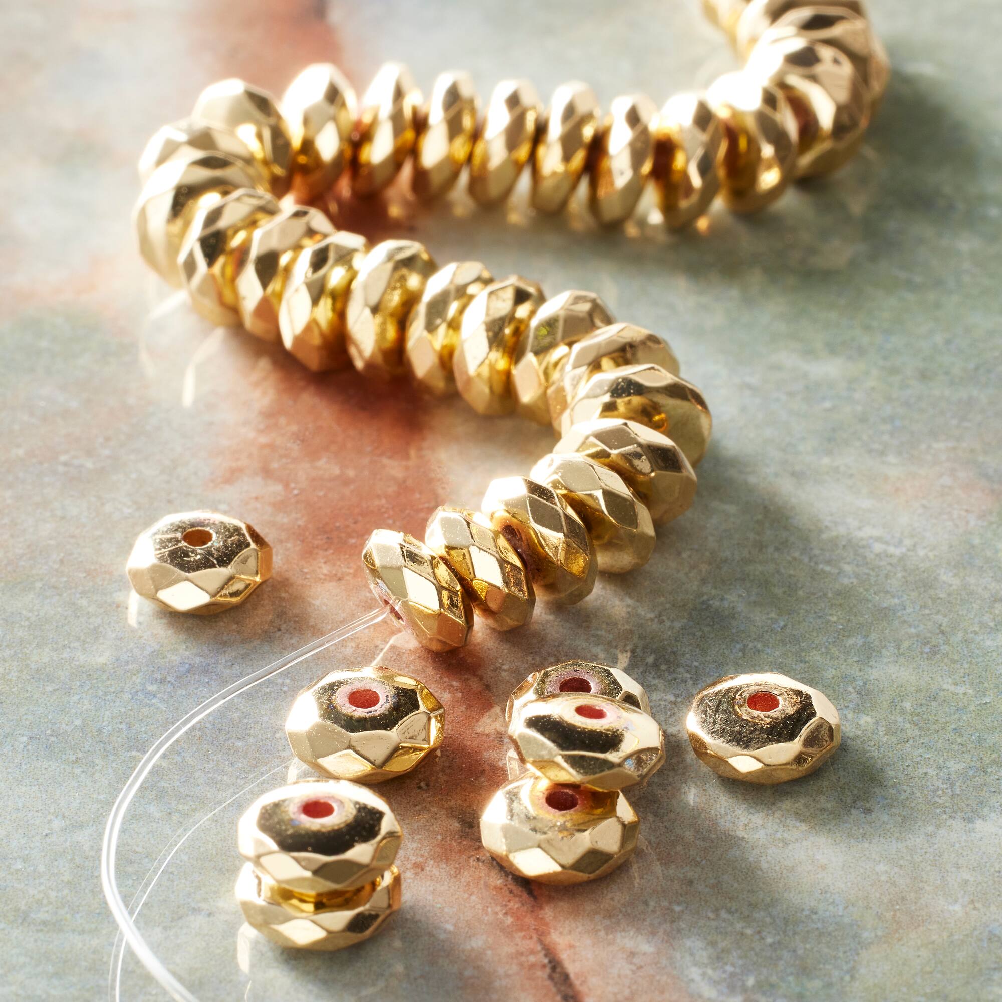 Gold Hematite Faceted Lentil Beads, 8mm by Bead Landing™